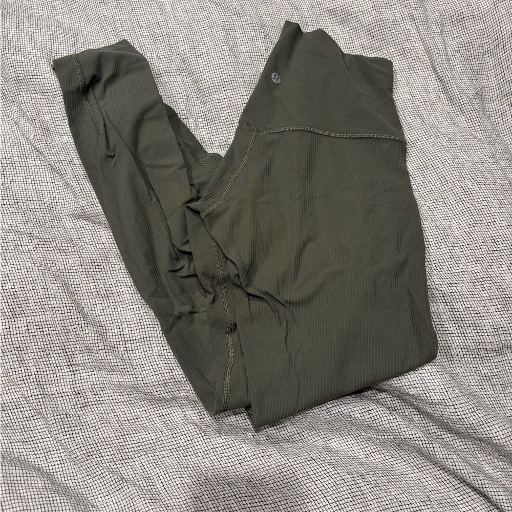 lululemon Olive Ribbed High-Waist Leggings